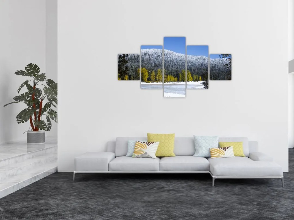 Obraz - ośnieżone góry zimą (125x70 cm)