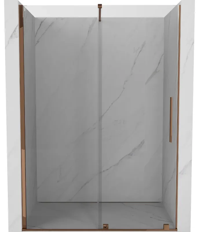 Mexen Velar drzwi prysznicowe rozsuwane 130 cm, transparent, różowe złoto - 871-130-000-01-60