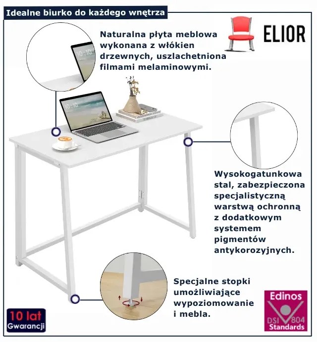 Białe minimalistyczne biurko składane M3-D77
