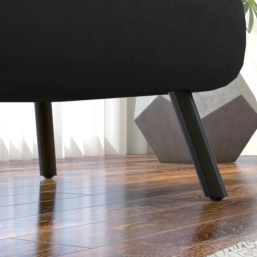 HOMCOM Fotel relaksacyjny w skandynawskim stylu, fotel leżankowy, fotel do czytania. W zestawie poduszka z pikowaniem guzikowym, czarny | Aosom PL