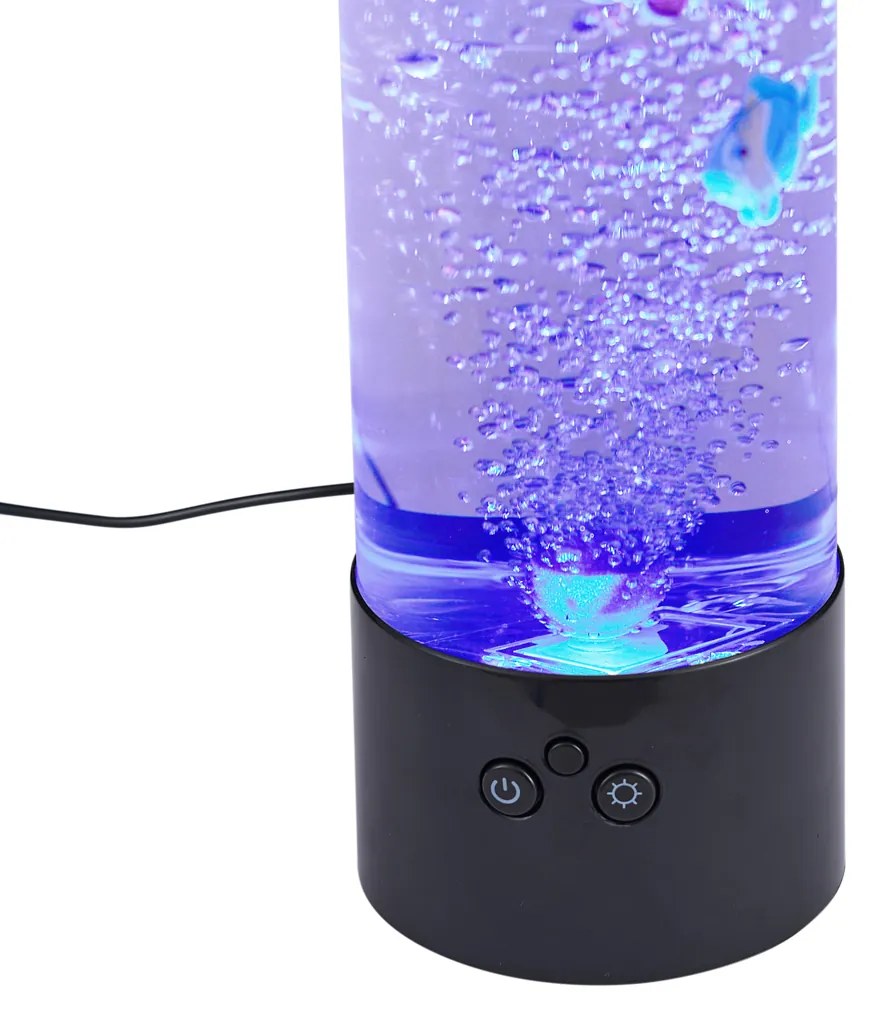 Lampa z rurką bąbelkową czarna 30 cm z LED RGB - Sealife