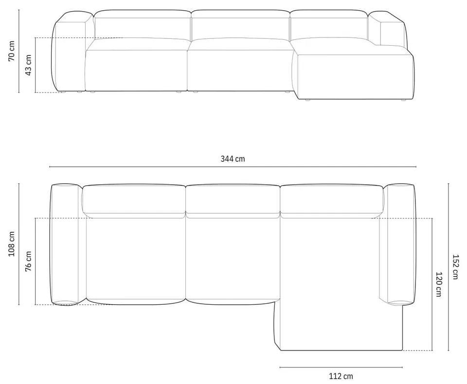 Beżowy sztruksowy narożnik (prawostronny/z szezlongiem) Bergamo – Cosmopolitan Design