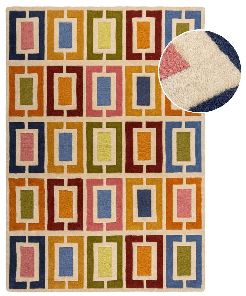 Wełniany dywan tkany ręcznie 120x170 cm Retro Blocks – Flair Rugs