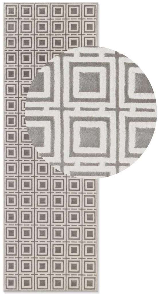 Dywan nowoczesny Perles Romby szaro-kremowe 80 cm x 240 cm