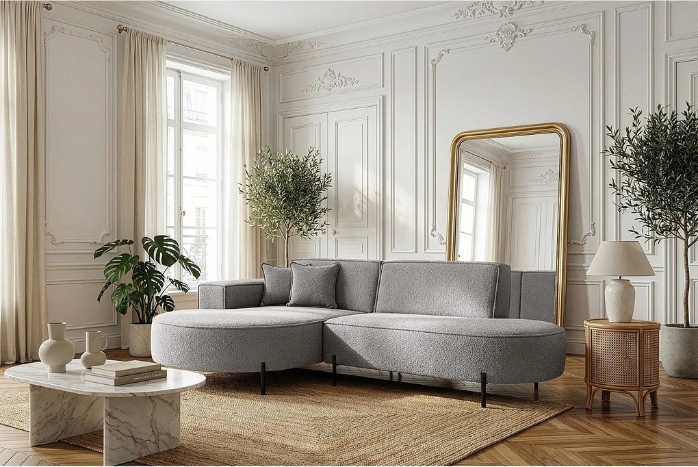 Narożnik Parma Studio Hills do salonu, tkanina Quelle lewy jasnoszary (83)