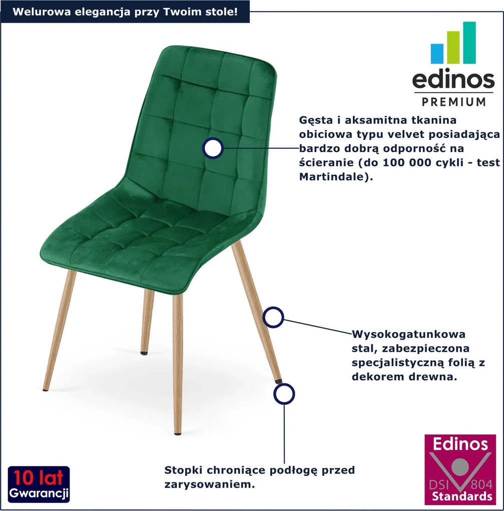 Zielone welurowe krzesło pikowane G9-L16