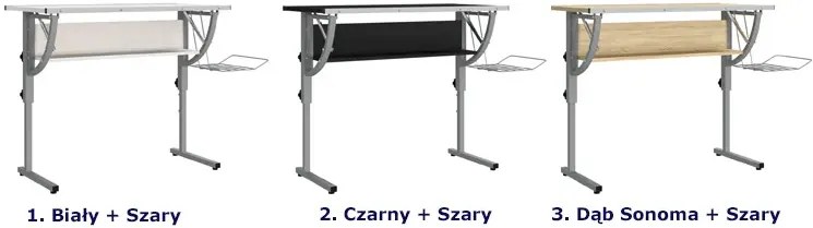 Biało-szare metalowe biurko kreślarskie podnoszone - Guveri