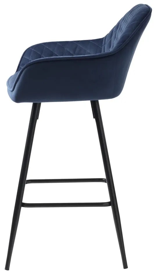 Niebieski aksamitny hoker (wysokość siedziska 67 cm) Milton – Unique Furniture