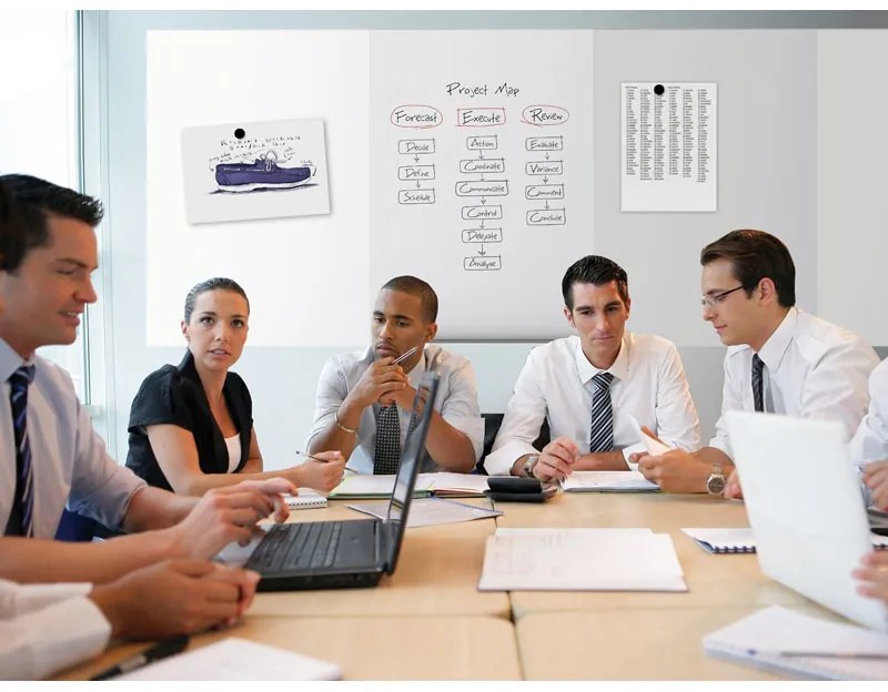 Bezramowa biała tablica markerowa, magnetyczna, 1480 x 980 mm