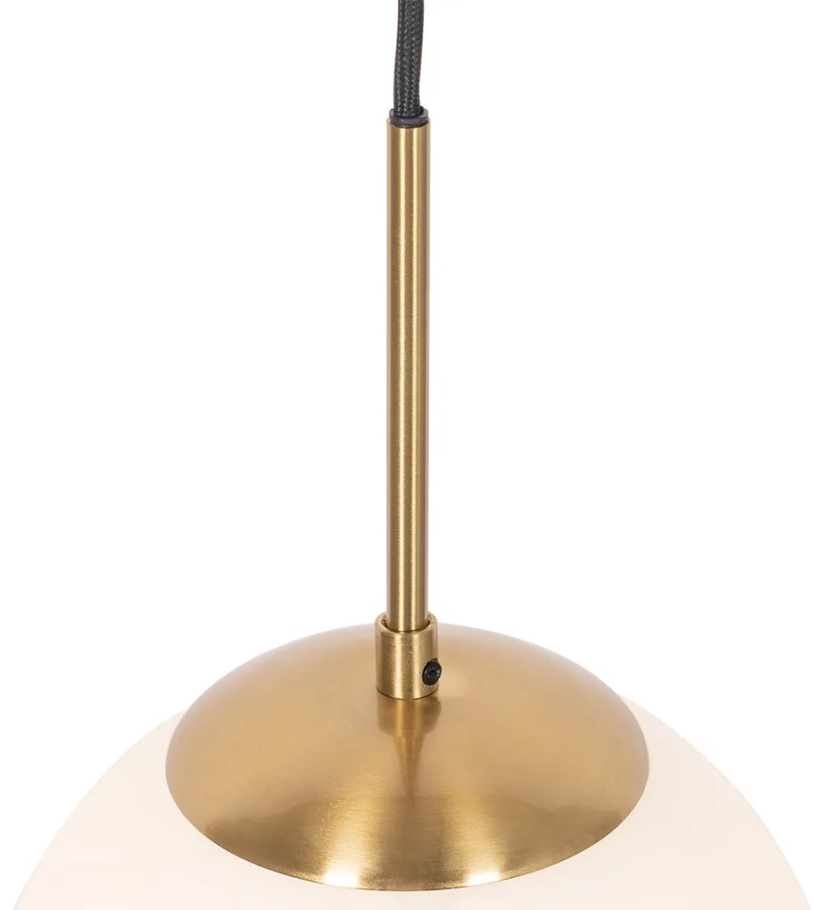 Lampa wisząca w stylu art deco złota z opalowym szkłem - FloreDesignerski Oswietlenie wewnetrzne