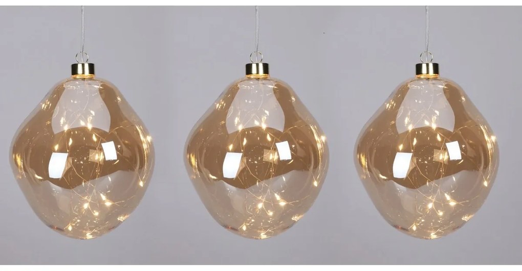 Zestaw świątecznych ozdób LED Organic ball 3 szt.,złote