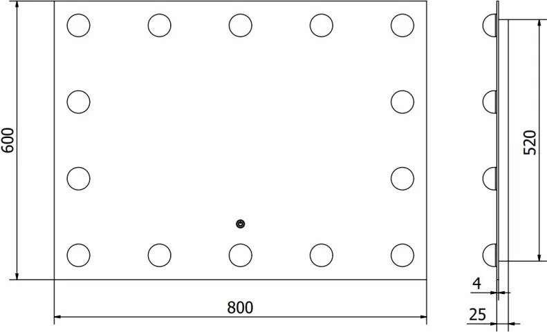 Mexen Dona lustro łazienkowe podświetlane 80 x 60 cm, LED 6000K, antypara - 9818-080-060-611-00