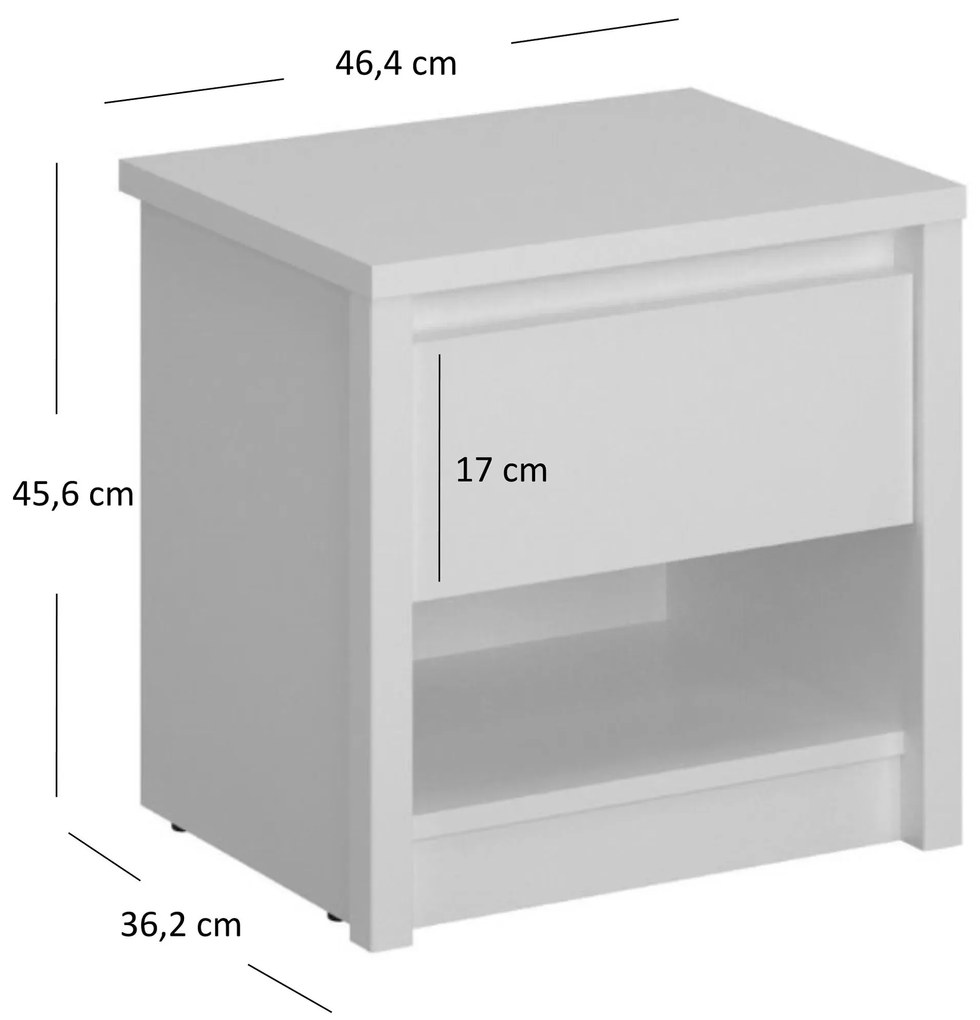 Biała szafka nocna z szufladą D0-P23
