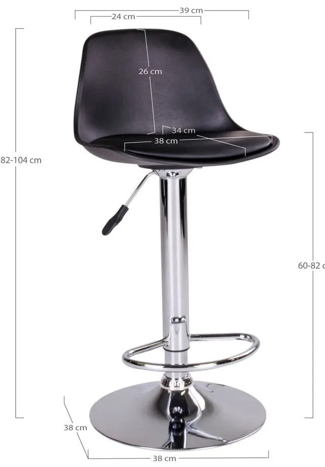 Czarne hokery obrotowe zestaw 2 szt. 82 cm Trondheim – House Nordic