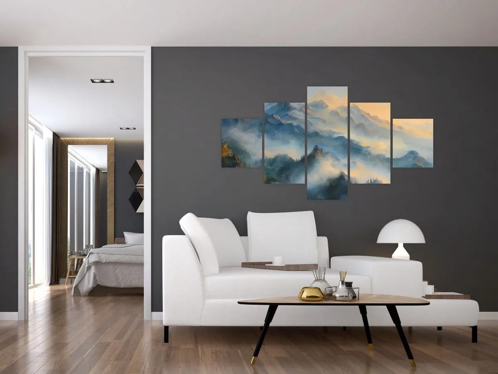 Obraz - Malowany górski krajobraz (125x70 cm)