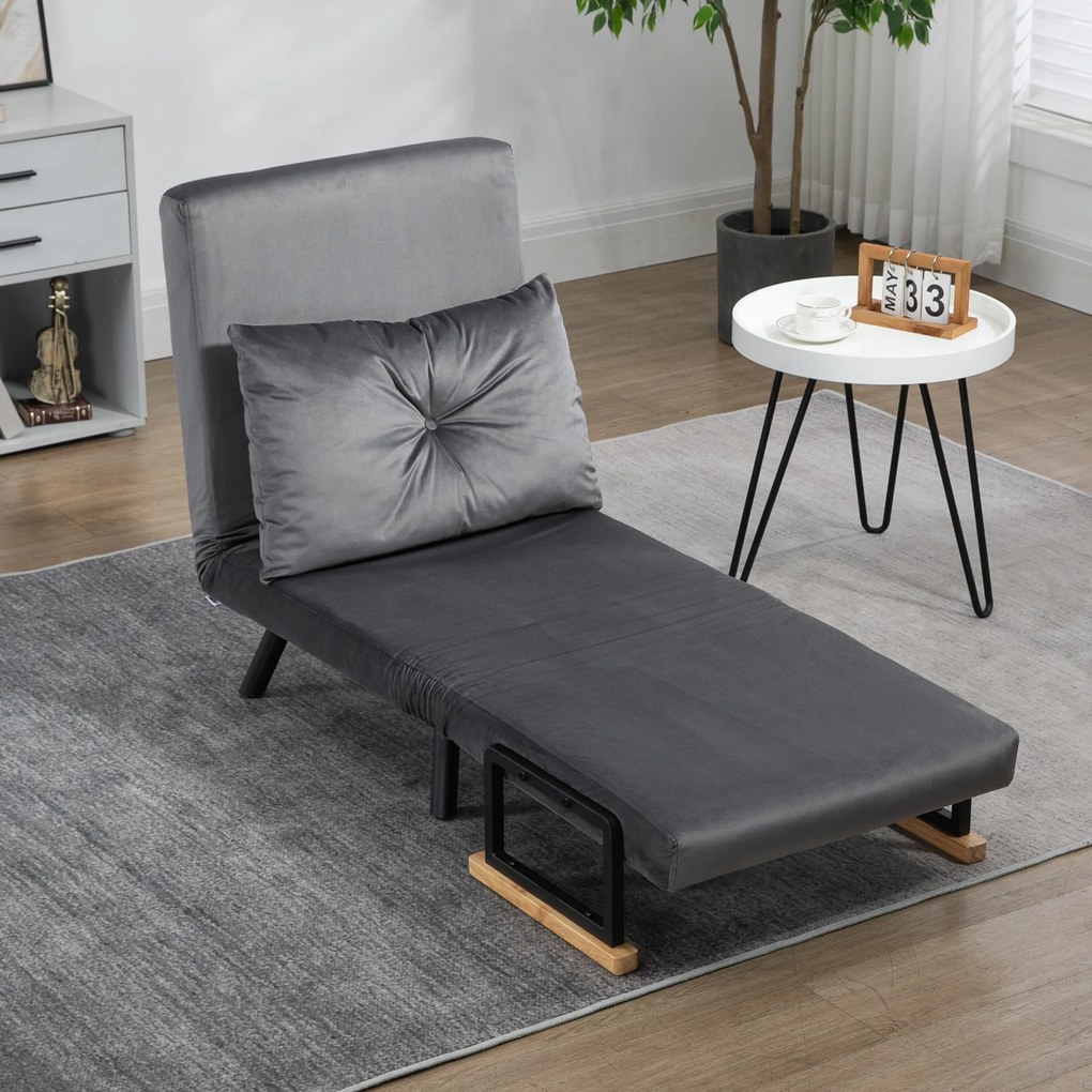 HOMCOM Rozkładana sofa do salonu z poduszkami stylowa kanapa do spania ciemnoszara 120 kg | Aosom PL