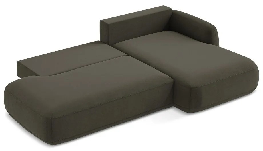 Brązowy rozkładany narożnik (prawostronny/z szezlongiem) Hale – Makamii