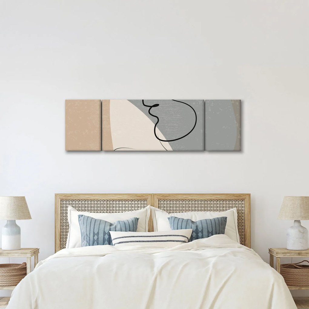 Obraz - Line art dwie twarze (170x50 cm)
