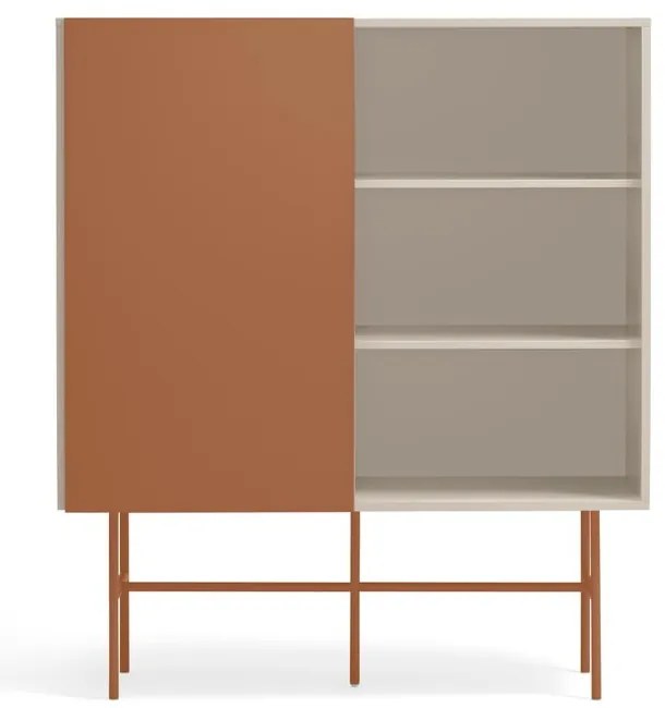 Ceglasto-beżowa wysoka komoda z drzwiami przesuwnymi 120x140 cm Nube – Teulat