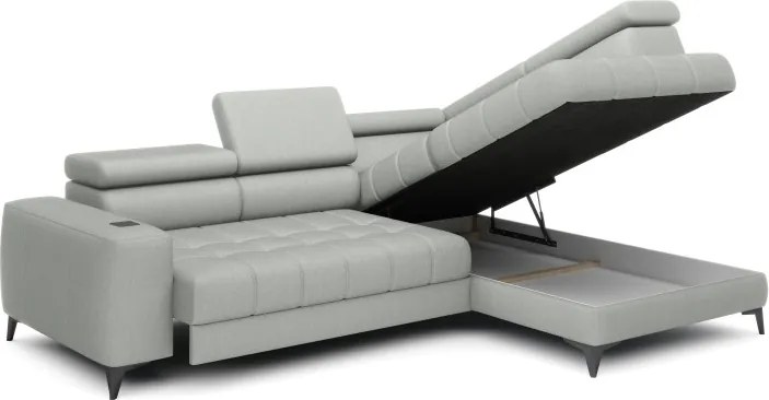 Narożnik BAGGIO Prawostronny z funkcją spania, wolnostojący tkanina LETTO 03 Popielaty WERSAL