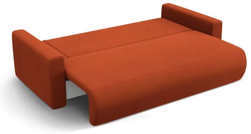 Ceglasta aksamitna rozkładana sofa ze schowkiem 238 cm Belfast – Cosmopolitan Design