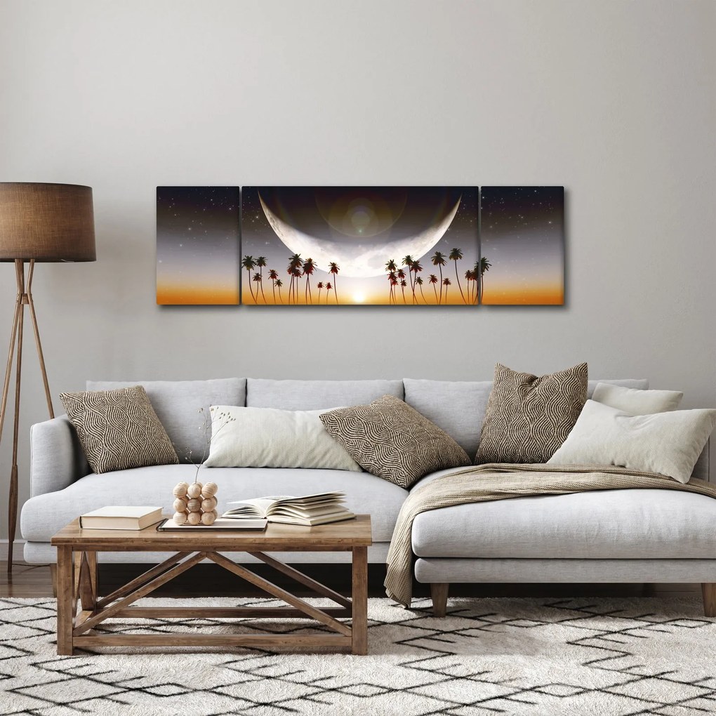 Obraz - Księżyc nad palmami (170x50 cm)