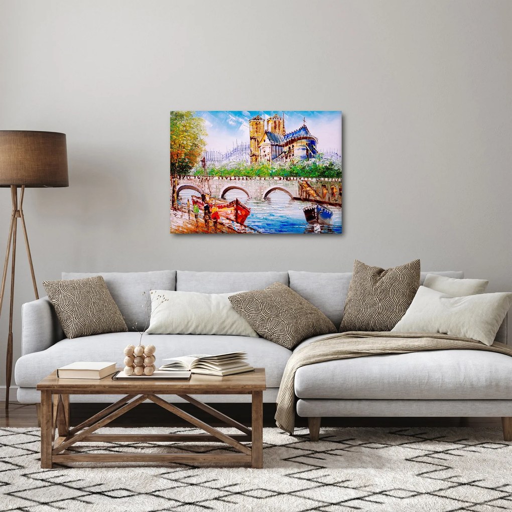 Obraz - Obraz olejny przedstawiający miasto (70x50 cm)
