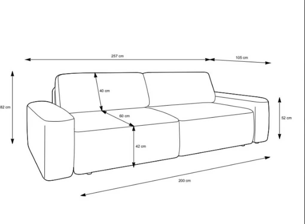 Masseno Sofa VEO z funkcją spania i pojemnikiem na pościel, Rozkładana sofa - Kremowy, RAVEN 22