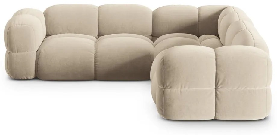 Beżowy aksamitny narożnik Loretto – Cosmopolitan Design