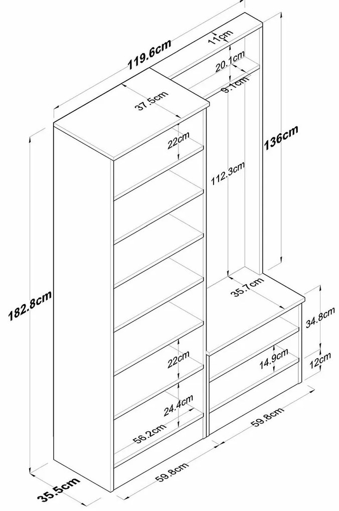 Zestaw do przedpokoju Pone White and Walnut II