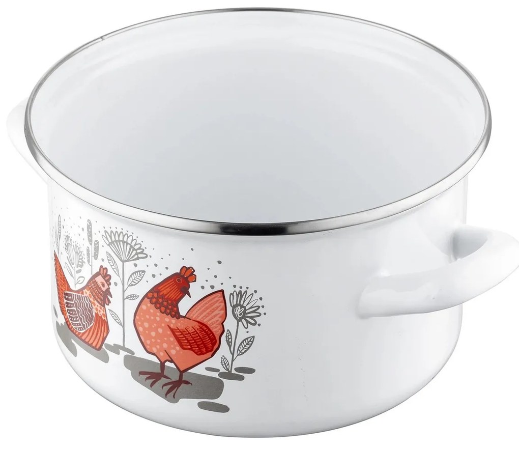 Emalia Pleszew Garnek emaliowany z pokrywką Rubinka, 18 cm, 2,6 l, śred. 18 cm