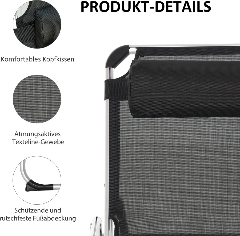 Outsunny Składana Leżanka Ogrodowa z Regulowanym Oparciem i Poduszką