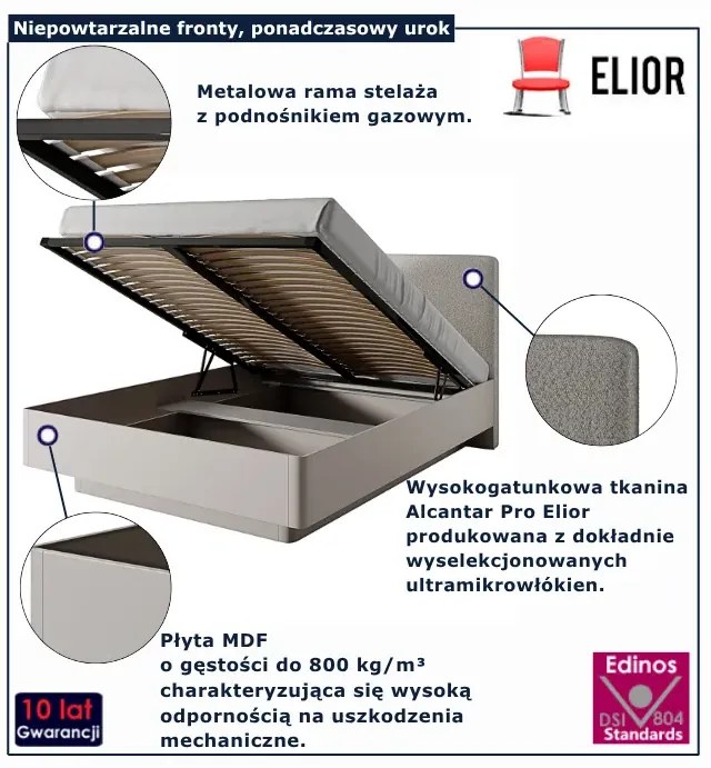 Beżowe łóżko z pojemnikiem na pościel  F0-E81