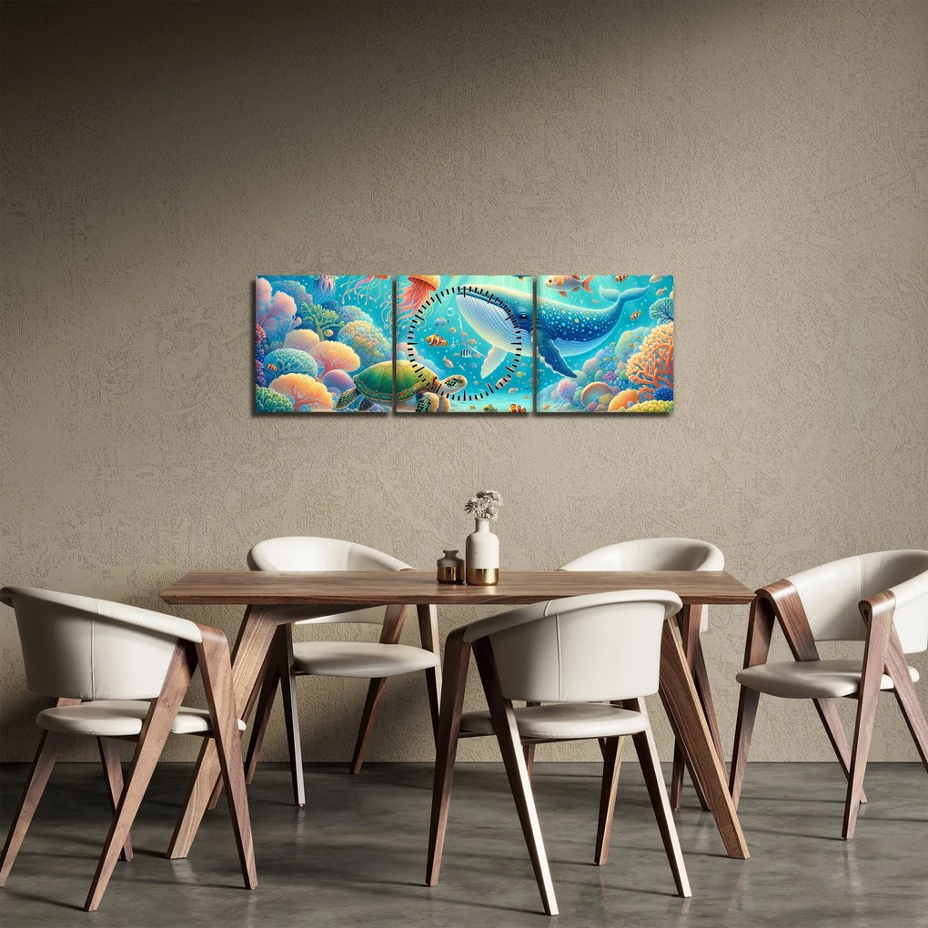 Obraz - Świat pod wodą (z zegarem) (90x30 cm)