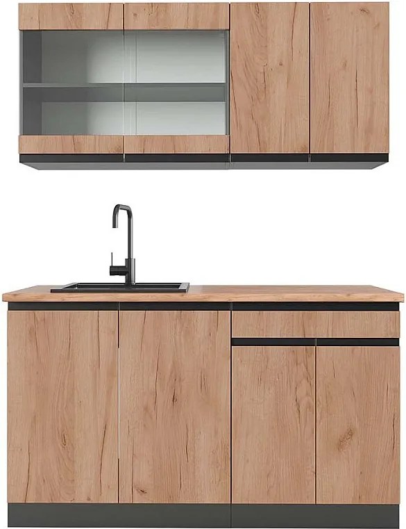 Pojedyncza kuchnia złoty dąb power/antracyt 140x60x81.6 r-line