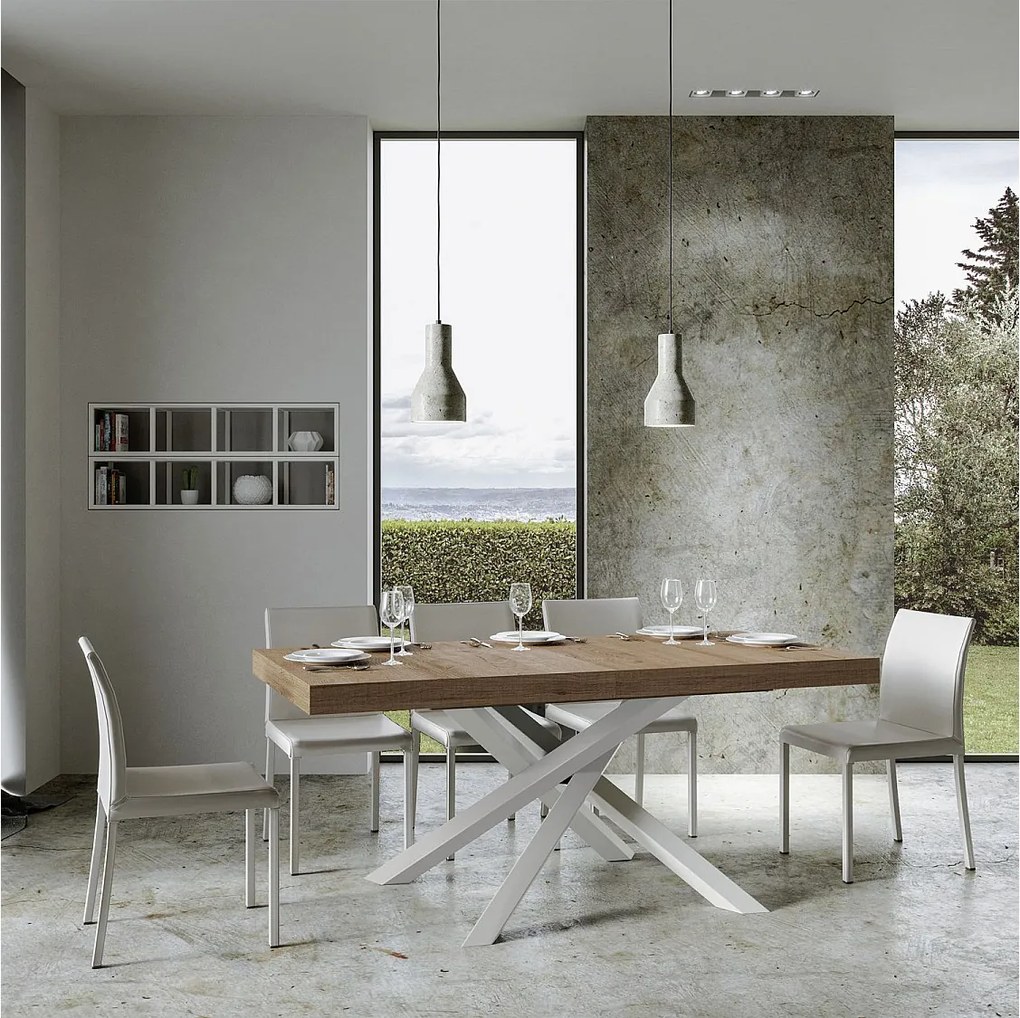 Stół rozkładany 180/284x90 cm Volantis dąb naturalny nogi białe