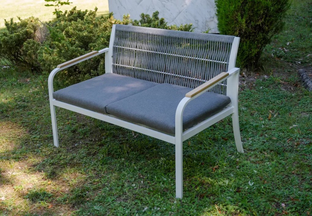 Zestaw mebli ogrodowych z aluminium Vento z plecioną liną - sofa, dwa fotele, stolik kawowy
