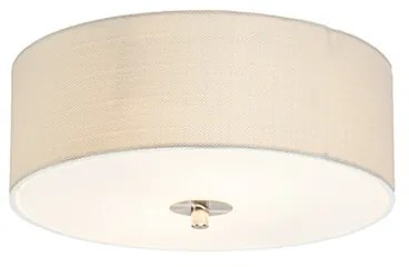 Rustykalna lampa sufitowa biała/kremowa 30 cm - Drum Jute Nowoczesny Oswietlenie wewnetrzne