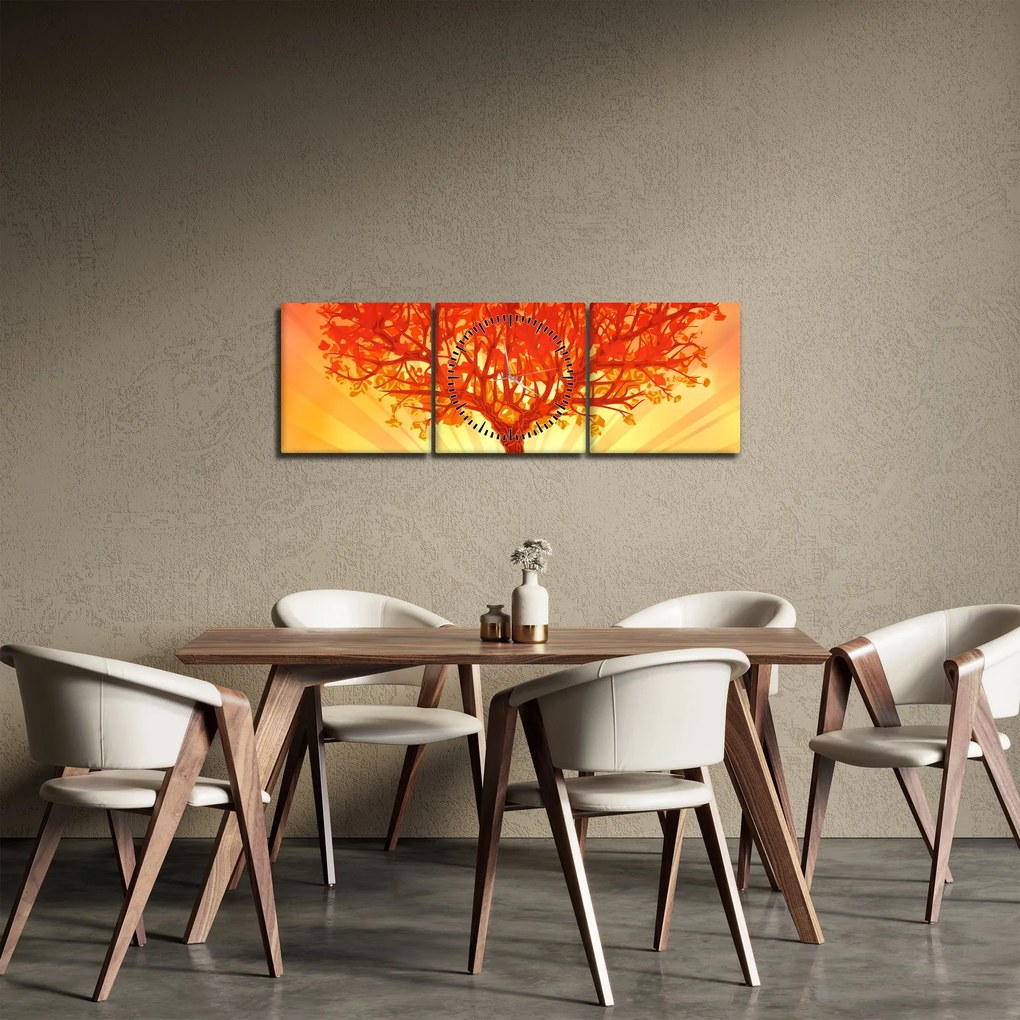 Obraz - Drzewo w słońcu (z zegarem) (90x30 cm)