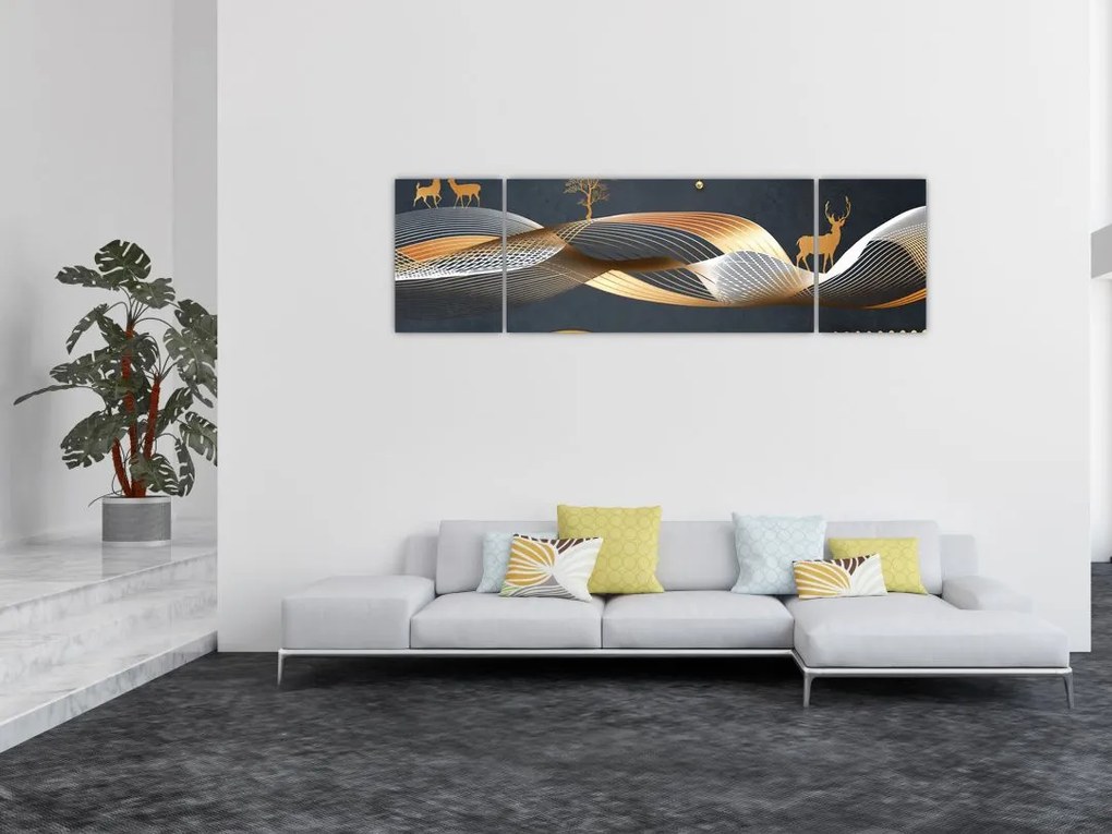 Obraz - Grafika z jeleniem (170x50 cm)