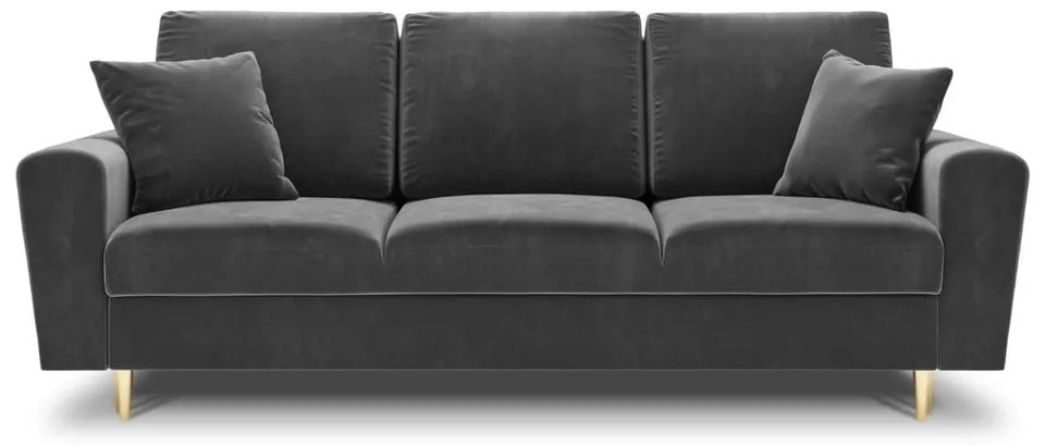 Jasnoszara aksamitna rozkładana/ze schowkiem sofa 235 cm Kyoto – Cosmopolitan Design