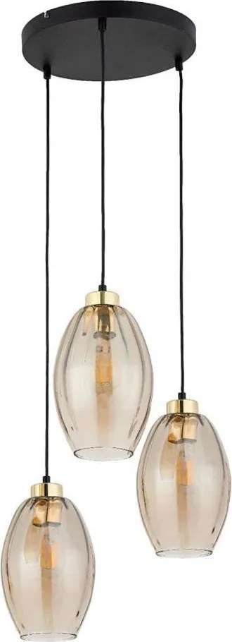 LED Żyrandol na przewodzie SEBO 3xE27/15W/230V czarny/przydymiony beż
