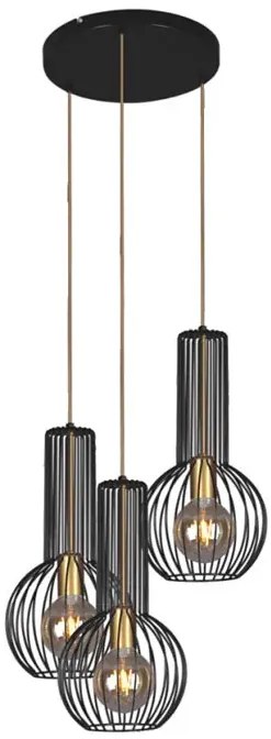 Czarno-złota potrójna lampa wisząca loftowa - S136 E2-G52