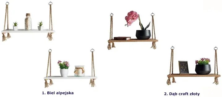 Komplet ściennych półek dąb craft złoty R6-B78