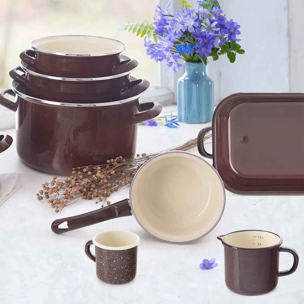 Orion Emaliowany rondel z obrzeżem Brown, średnica14 cm, śred. 14 cm