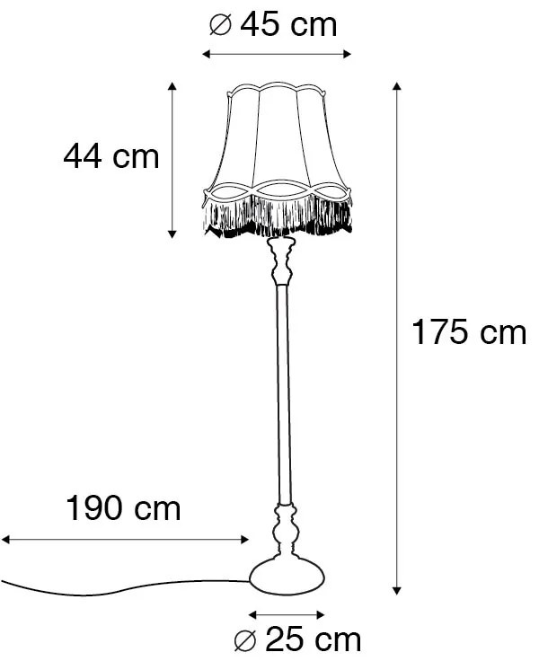 Lampa podłogowa szara z abażurem w stylu babci w kolorze kremowym - Classico Retro Oswietlenie wewnetrzne