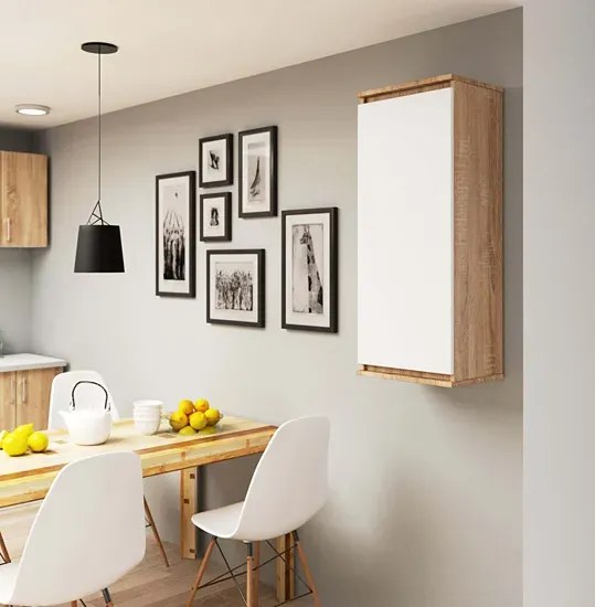 Szafka wisząca w skandynawskim stylu dąb sonoma + biały R3-P32