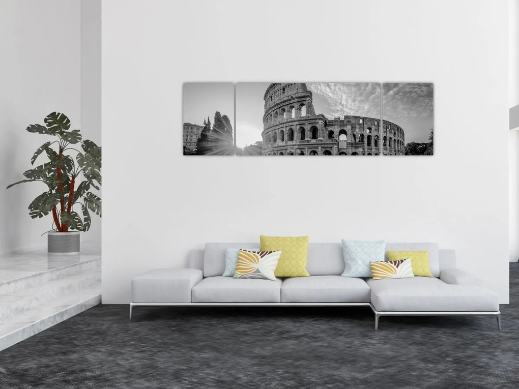 Obraz - Koloseum w Rzymie, czarno-biały (170x50 cm)