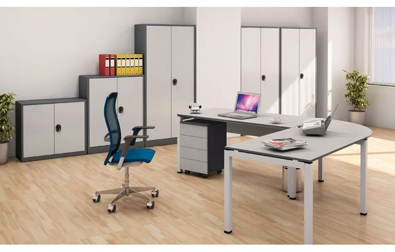 Kontener METAL, 3 metalowe szuflady, szary