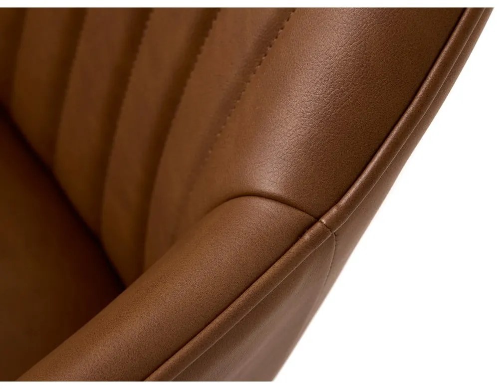 Brązowe krzesła z imitacji skóry z podłokietnikami zestaw 2 szt. Nolan Stripe – Unique Furniture